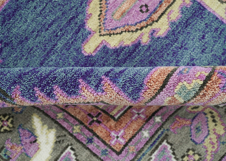 Ready to Ship 7x9 Pink And Blue Hand Knotted Wool Rug - The Rug Decor