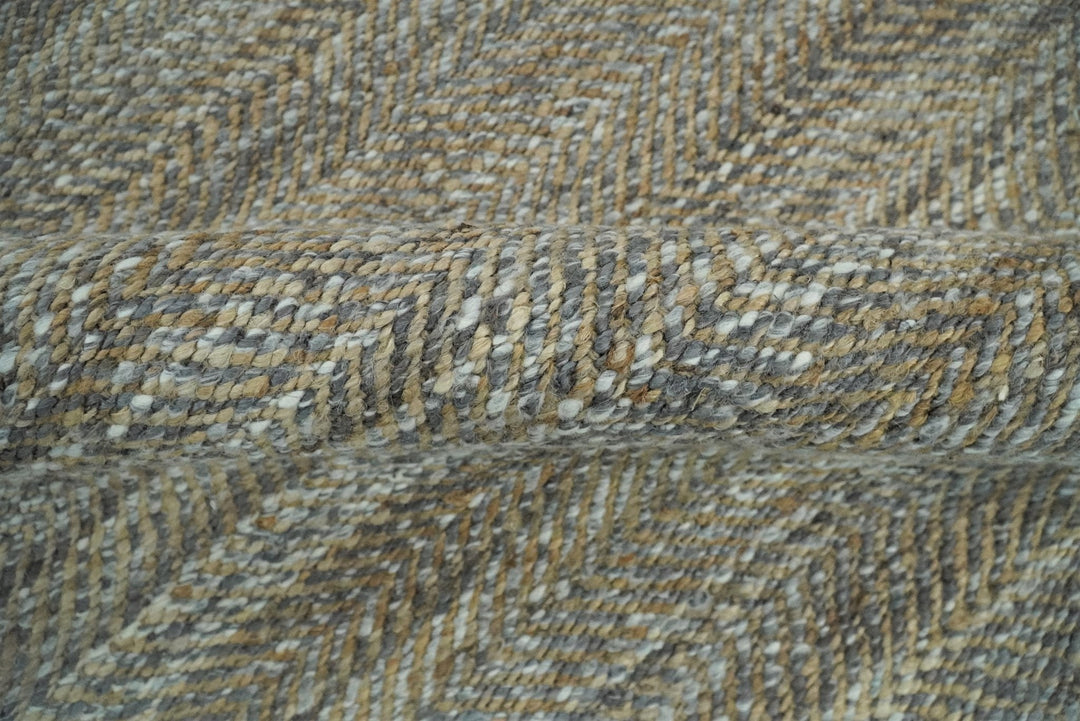 Ready to Ship 9x12 Hand Woven Gray And Brown Jute and Wool Rug - The Rug Decor