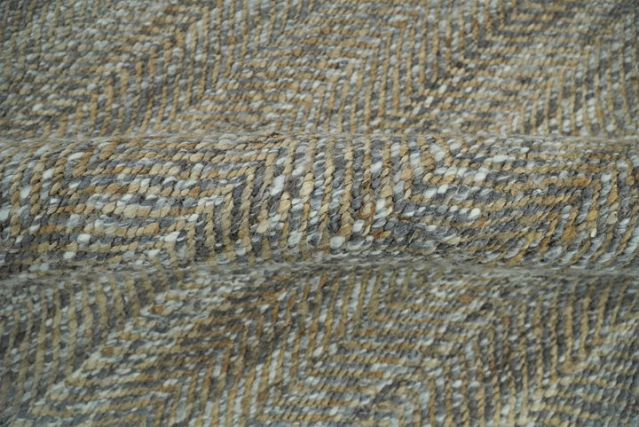 Ready to Ship 9x12 Hand Woven Gray And Brown Jute and Wool Rug - The Rug Decor