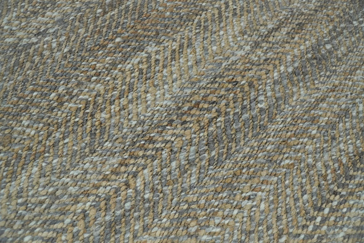Ready to Ship 9x12 Hand Woven Gray And Brown Jute and Wool Rug - The Rug Decor