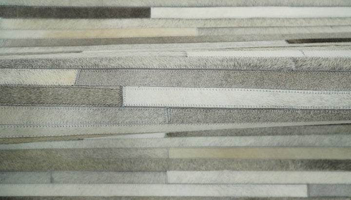 Ready to Ship 9x12 Modern Beige and Silver Handmade Leather Rug - The Rug Decor