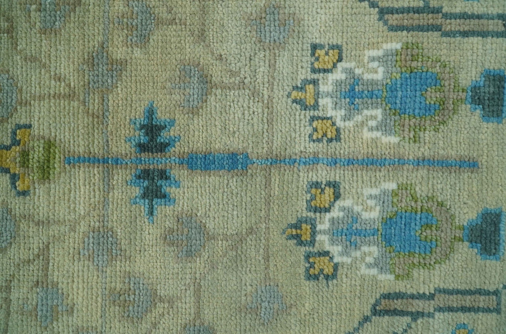 Ready to Ship 9x12 Tree of life Beige and Blue Traditional Hand Knotted Wool Rug - The Rug Decor