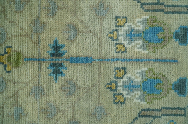Ready to Ship 9x12 Tree of life Beige and Blue Traditional Hand Knotted Wool Rug - The Rug Decor