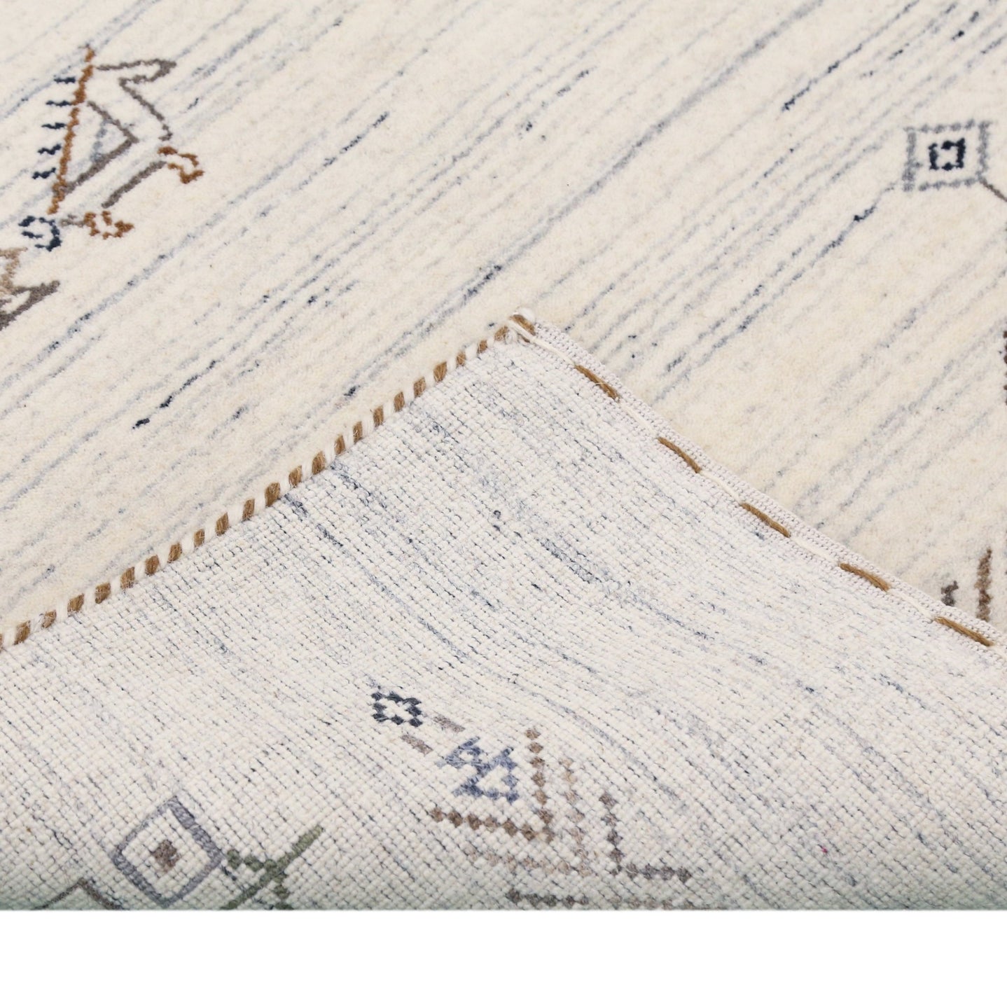 Ready to Ship Beige Tribal Center Medallion Hand Loomed Wool Rug - The Rug Decor