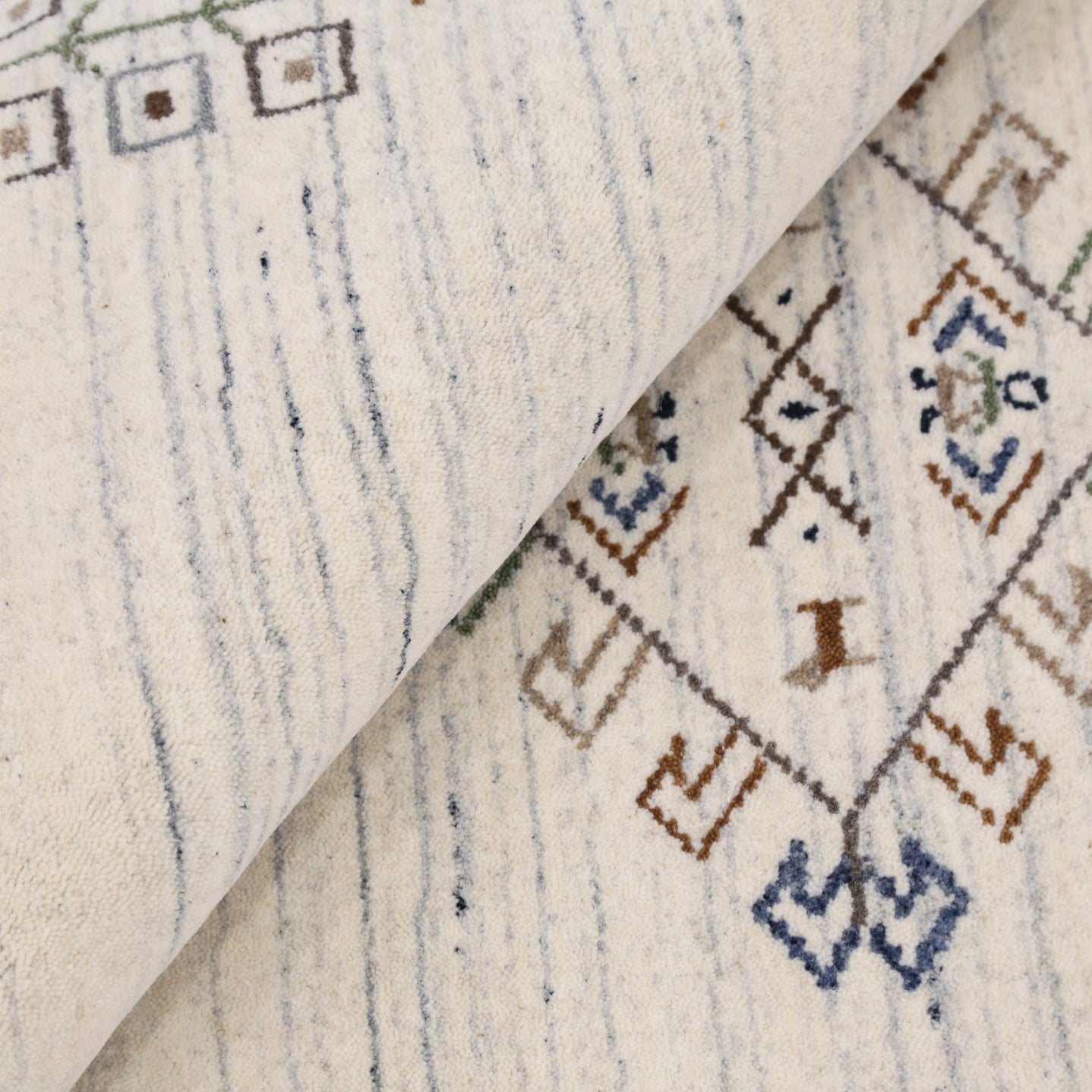 Ready to Ship Beige Tribal Center Medallion Hand Loomed Wool Rug - The Rug Decor