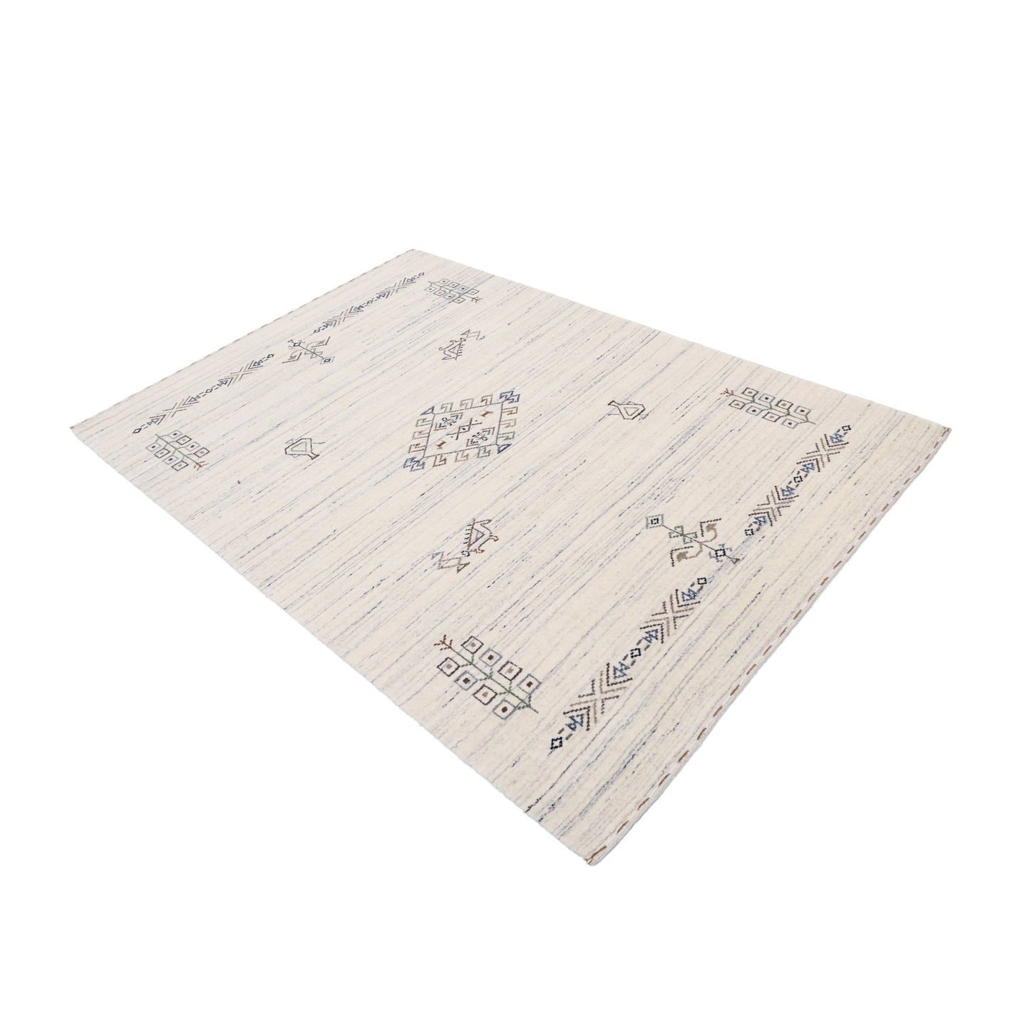 Ready to Ship Beige Tribal Center Medallion Hand Loomed Wool Rug - The Rug Decor