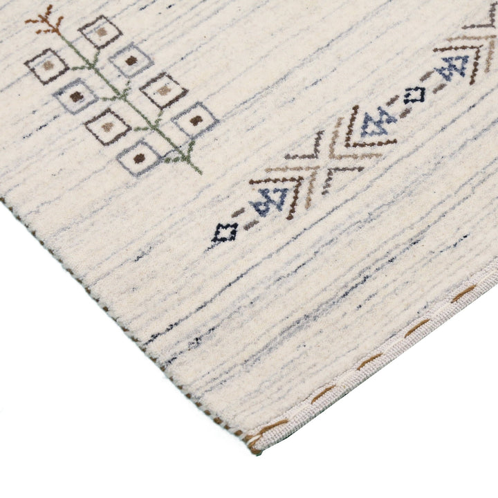 Ready to Ship Beige Tribal Center Medallion Hand Loomed Wool Rug - The Rug Decor