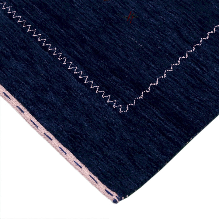 Ready to Ship Blue And White Design Hand Loomed Wool Area Rug - The Rug Decor