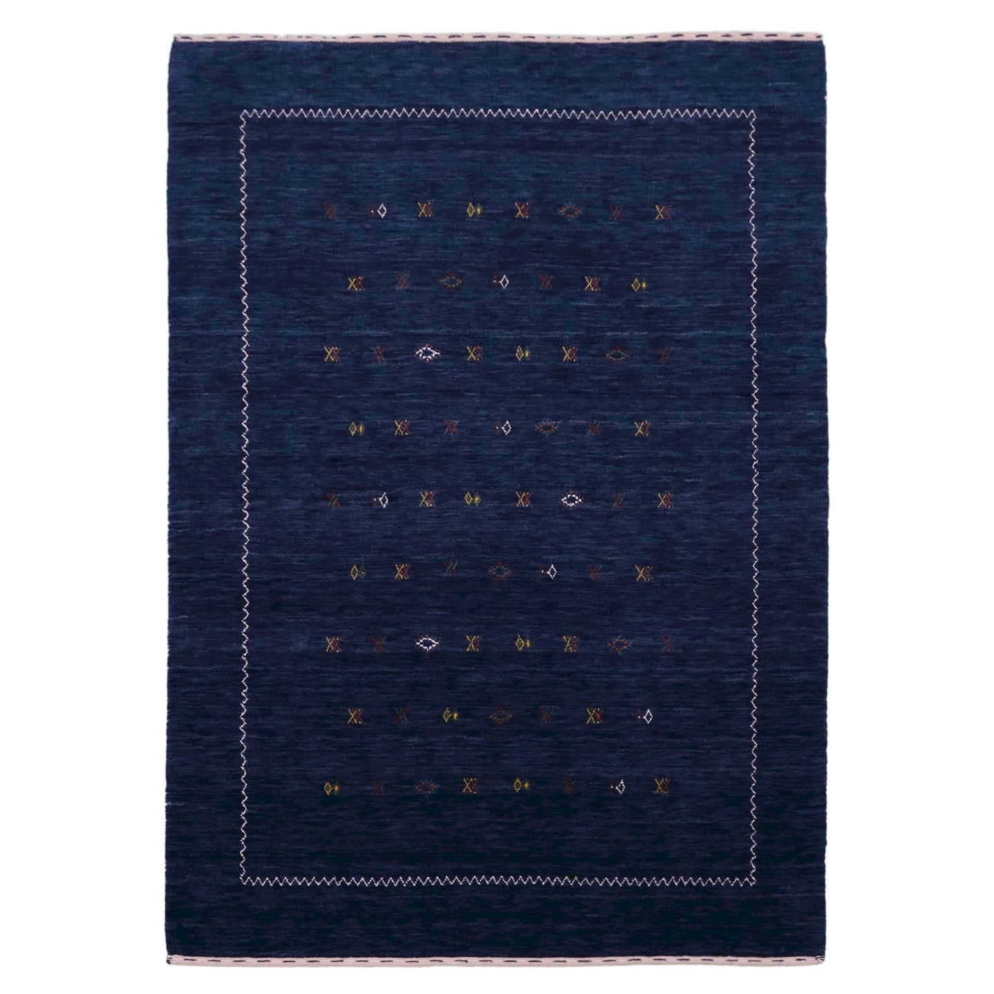 Ready to Ship Blue And White Design Hand Loomed Wool Area Rug - The Rug Decor