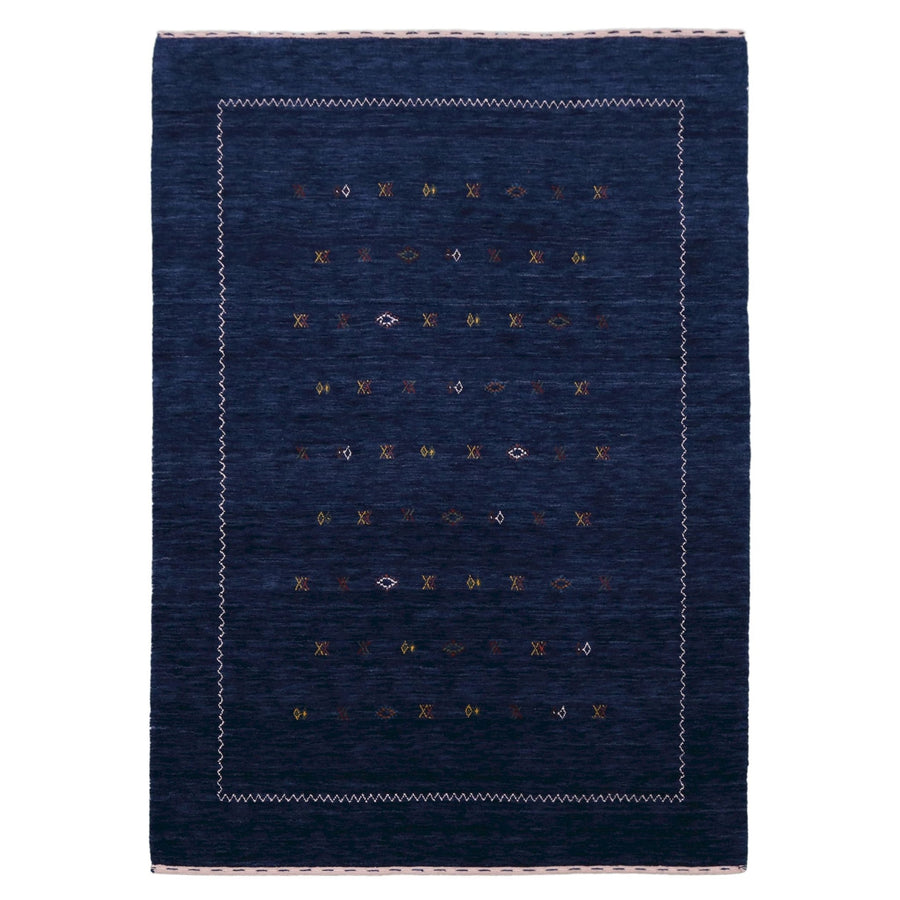Ready to Ship Blue And White Design Hand Loomed Wool Area Rug - The Rug Decor