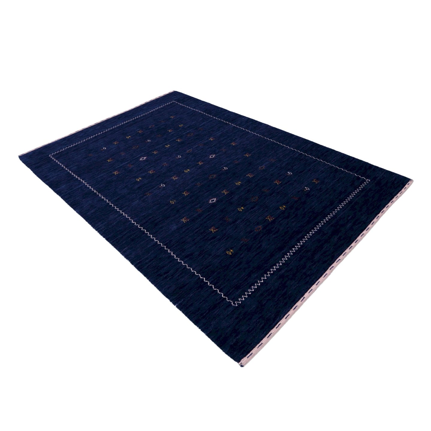 Ready to Ship Blue And White Design Hand Loomed Wool Area Rug - The Rug Decor