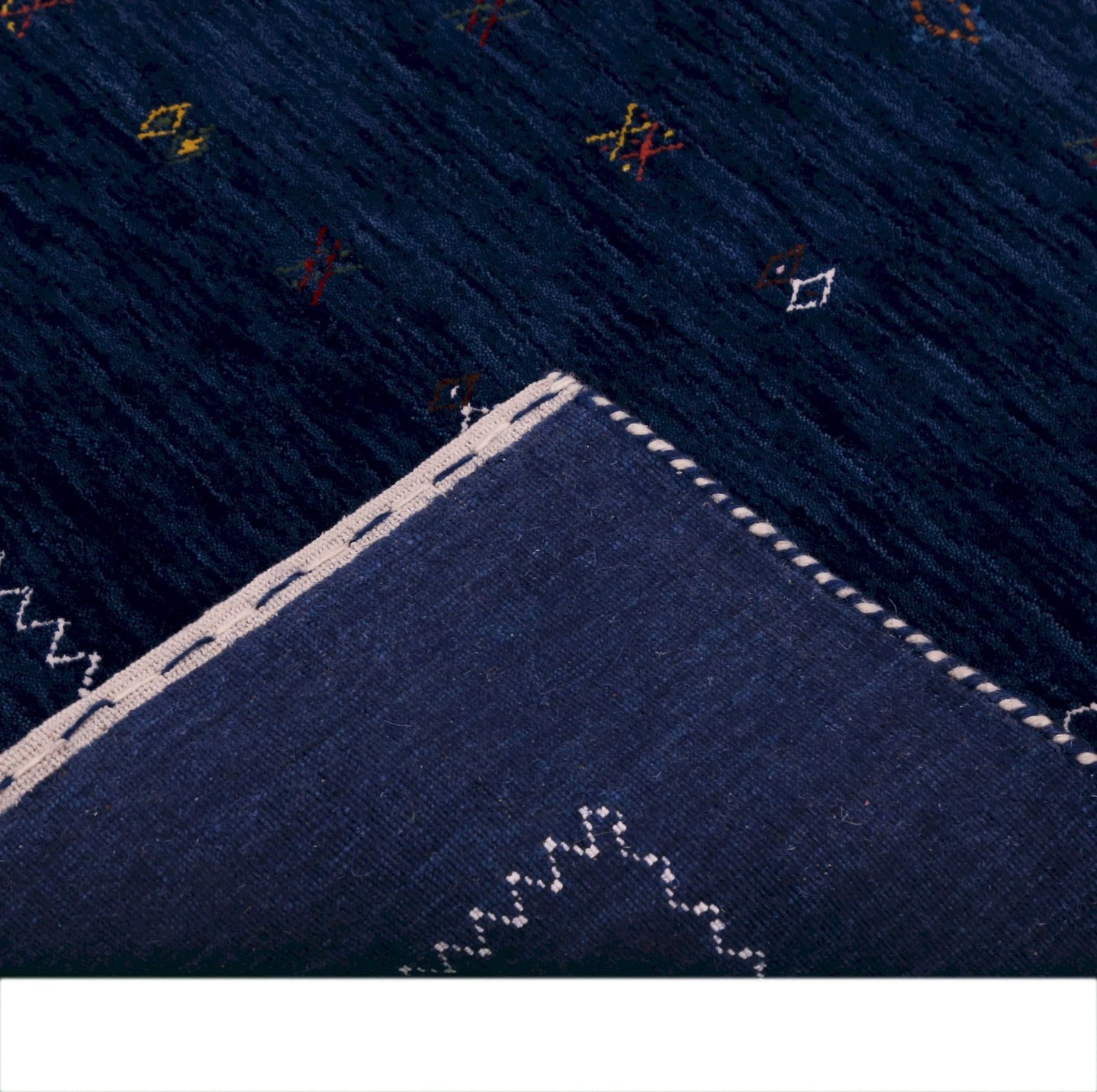 Ready to Ship Blue And White Design Hand Loomed Wool Area Rug - The Rug Decor