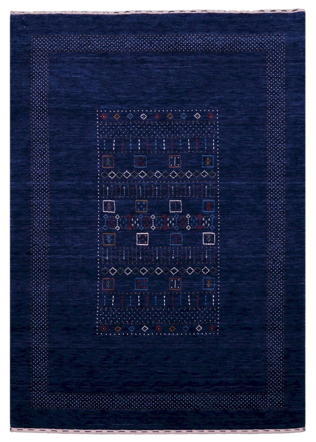 Ready to Ship Blue Center Pattern Wool Area Rug - The Rug Decor
