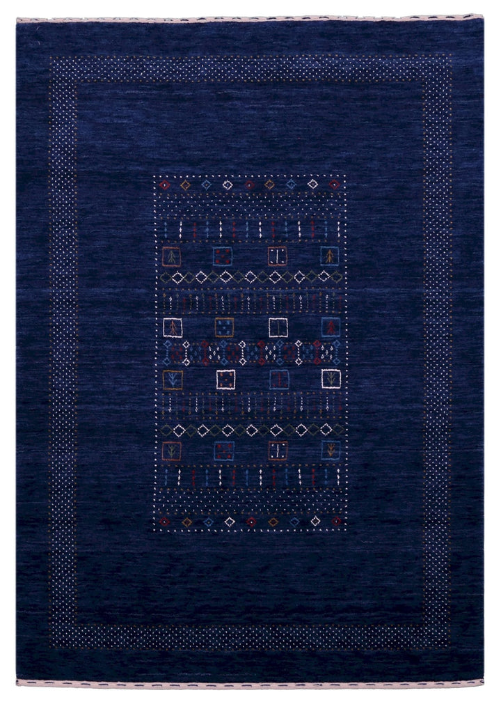 Ready to Ship Blue Center Pattern Wool Area Rug - The Rug Decor