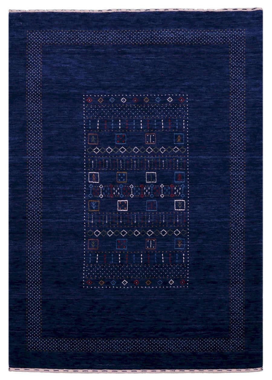 Ready to Ship Blue Center Pattern Wool Area Rug - The Rug Decor