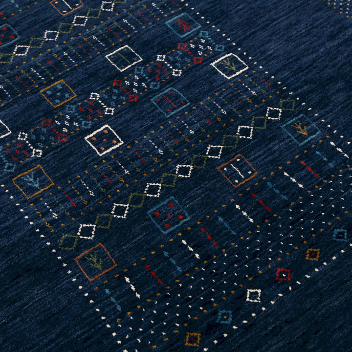 Ready to Ship Blue Center Pattern Wool Area Rug - The Rug Decor