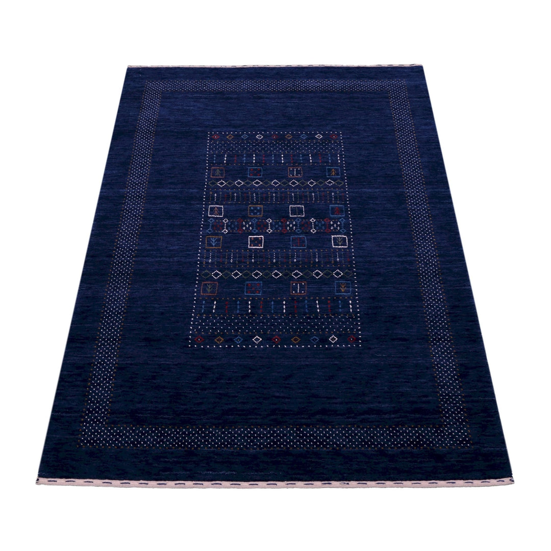 Ready to Ship Blue Center Pattern Wool Area Rug - The Rug Decor