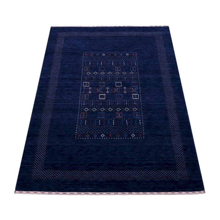 Ready to Ship Blue Center Pattern Wool Area Rug - The Rug Decor