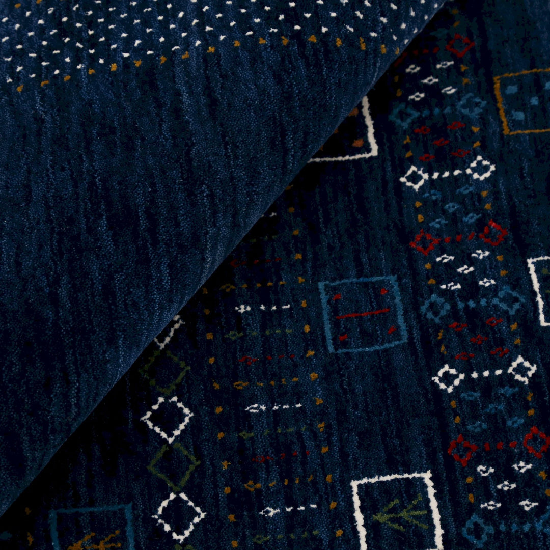 Ready to Ship Blue Center Pattern Wool Area Rug - The Rug Decor