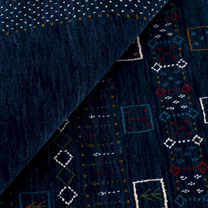 Ready to Ship Blue Center Pattern Wool Area Rug - The Rug Decor