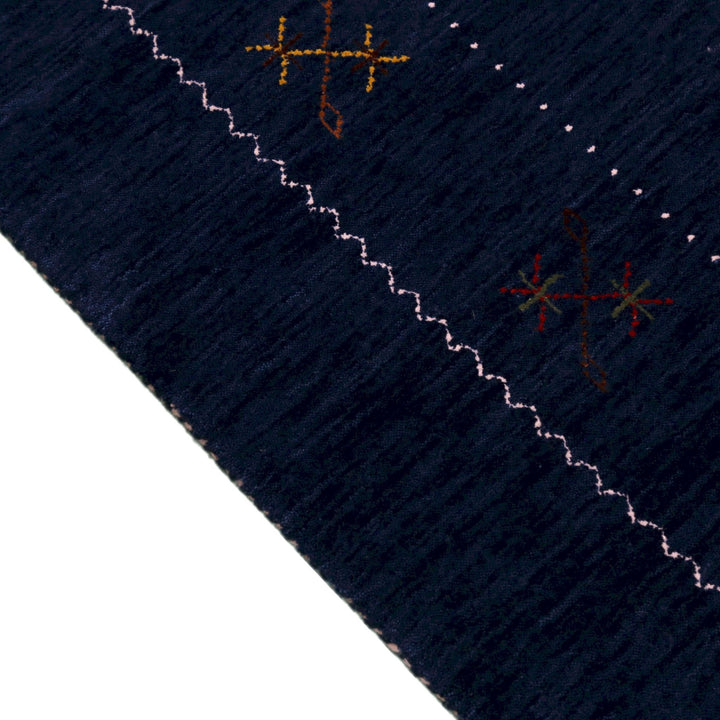 Ready to Ship Blue Tribal Border Design Hand Loomed Wool Area Rug - The Rug Decor