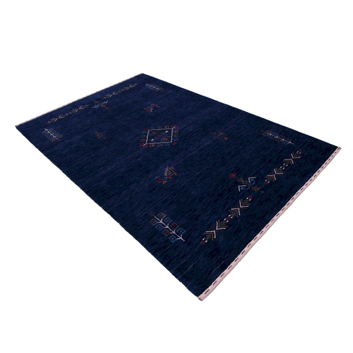 Ready to Ship Blue Tribal Center Medallion Hand Loomed Wool Area Rug - The Rug Decor