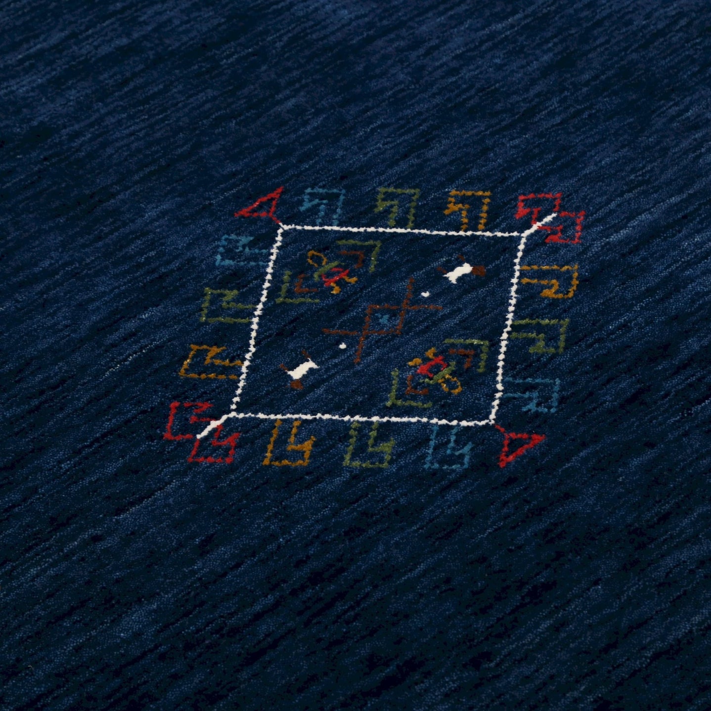 Ready to Ship Blue Tribal Center Medallion Hand Loomed Wool Area Rug - The Rug Decor