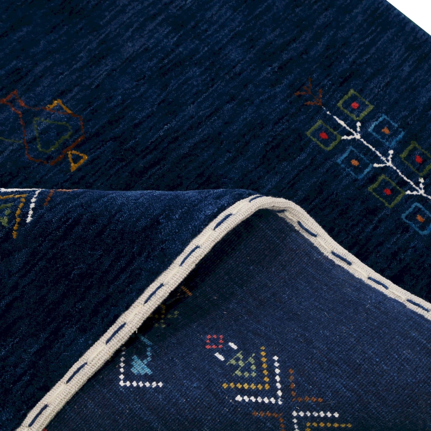 Ready to Ship Blue Tribal Center Medallion Hand Loomed Wool Area Rug - The Rug Decor