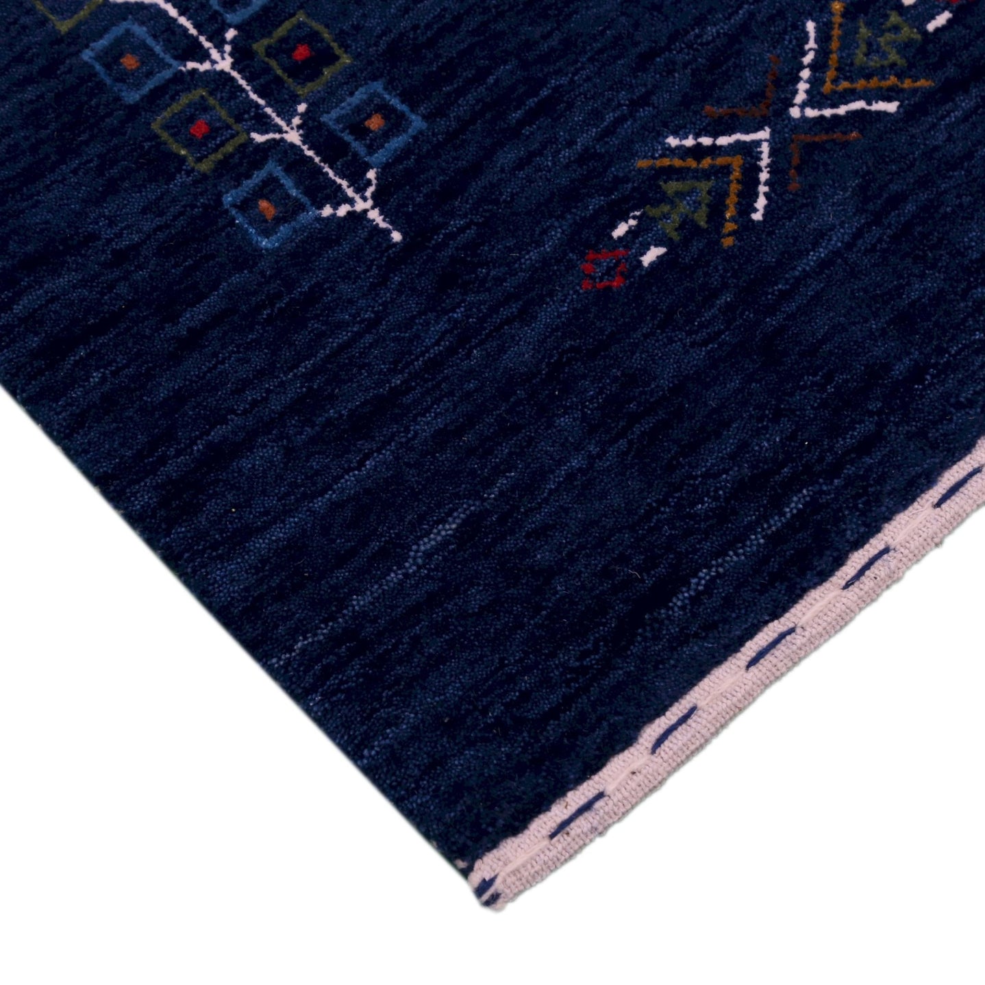 Ready to Ship Blue Tribal Center Medallion Hand Loomed Wool Area Rug - The Rug Decor