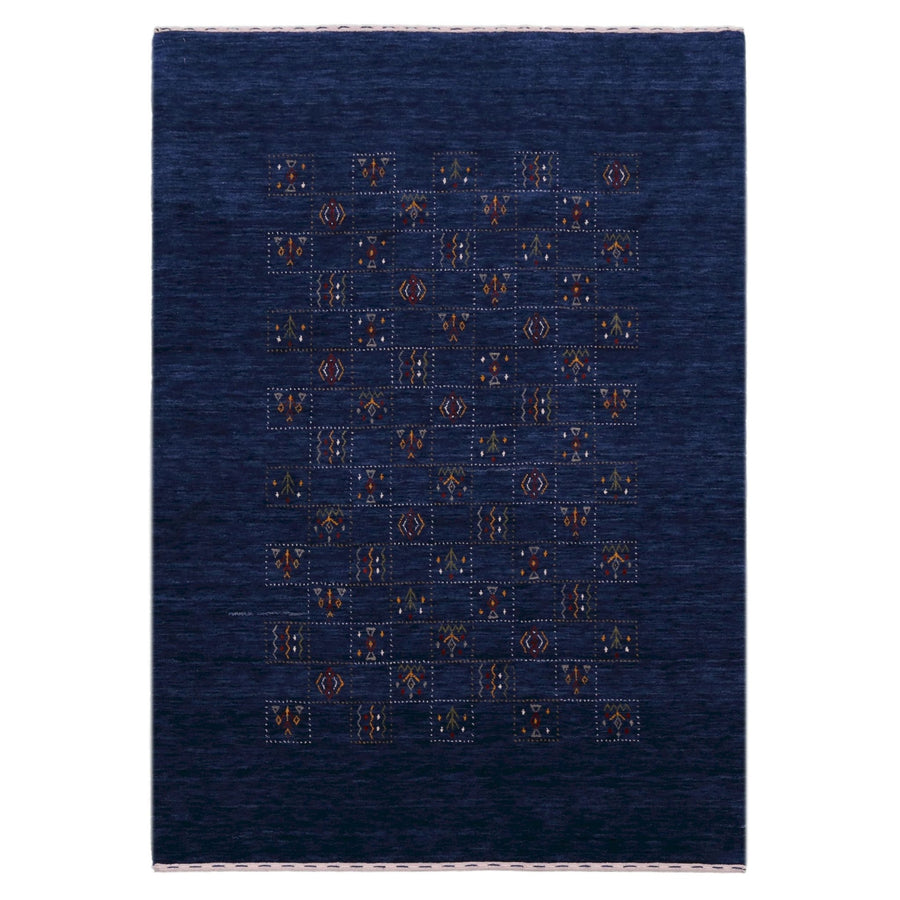Ready to Ship Blue Tribal Design Design Wool Area Rug - The Rug Decor
