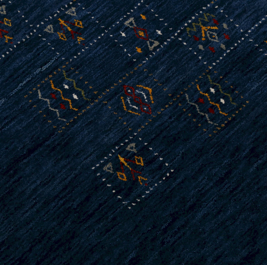 Ready to Ship Blue Tribal Design Design Wool Area Rug - The Rug Decor
