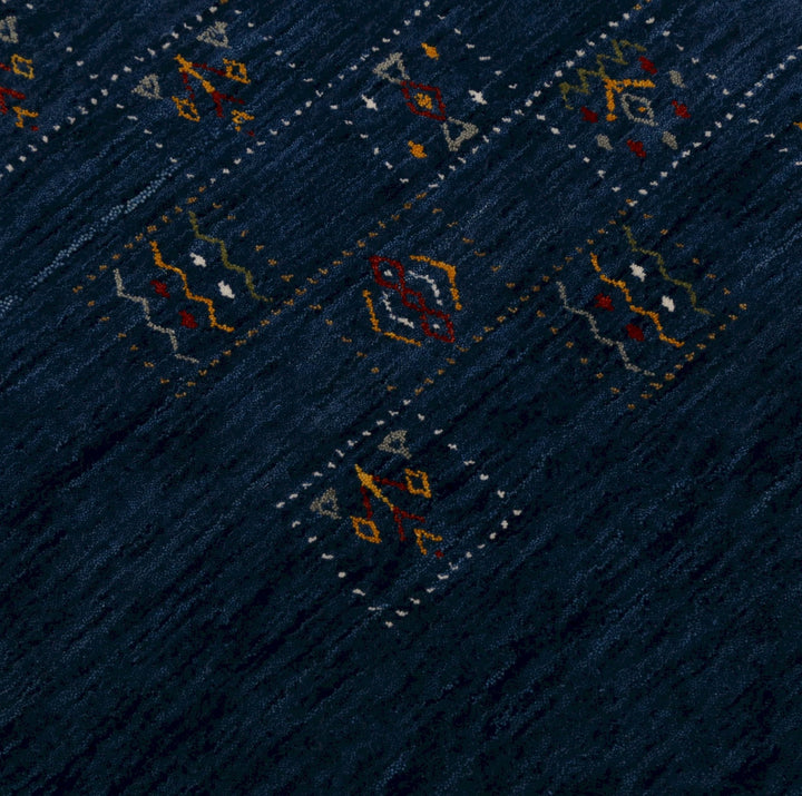 Ready to Ship Blue Tribal Design Design Wool Area Rug - The Rug Decor