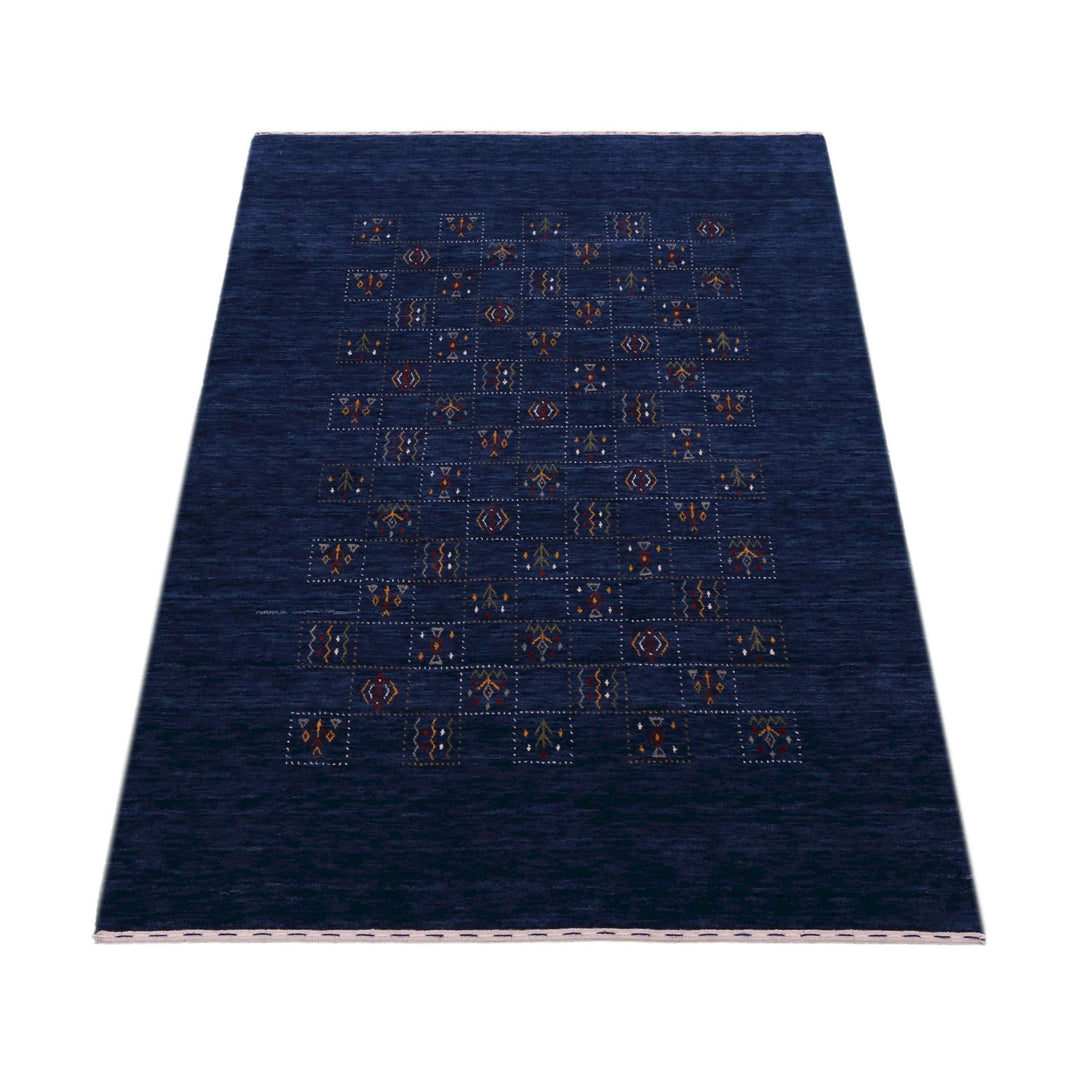 Ready to Ship Blue Tribal Design Design Wool Area Rug - The Rug Decor