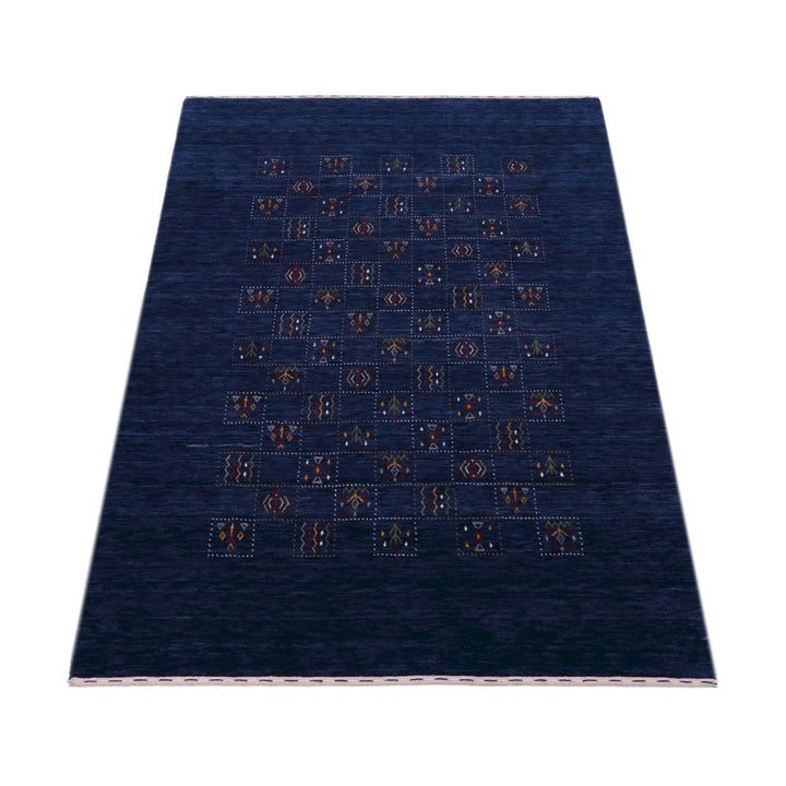 Ready to Ship Blue Tribal Design Design Wool Area Rug - The Rug Decor