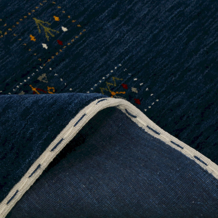 Ready to Ship Blue Tribal Design Design Wool Area Rug - The Rug Decor