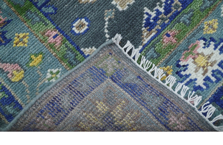 Ready to ship Charcoal, Green And Blue 5x7 Wool Rug - The Rug Decor