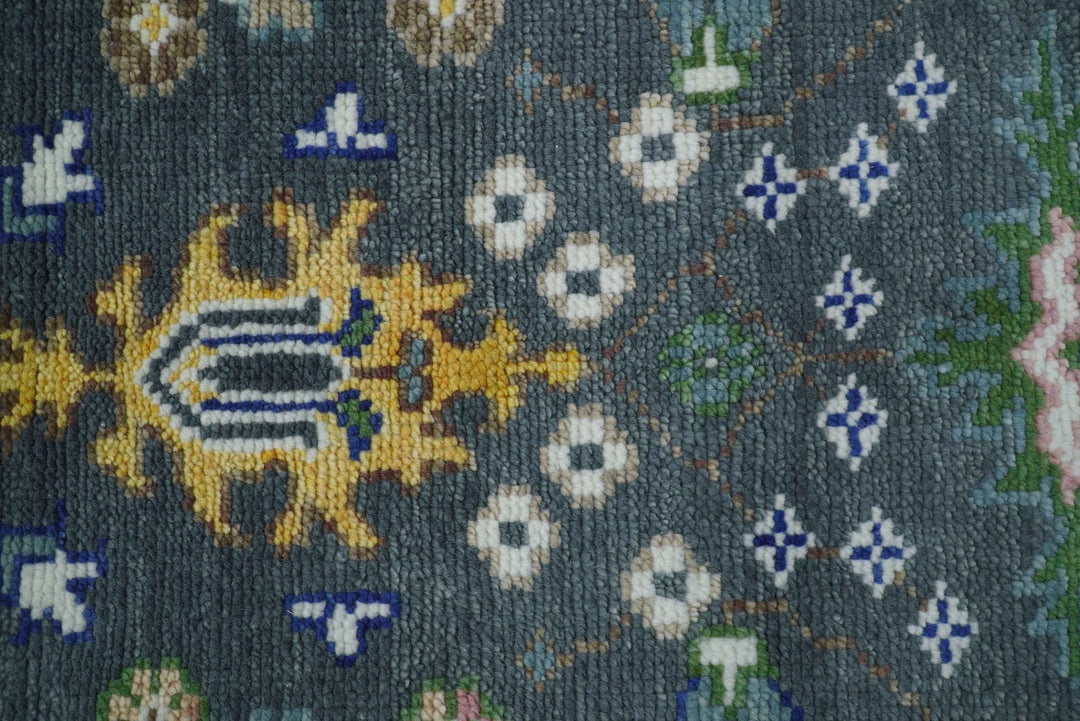 Ready to ship Charcoal, Green And Blue 5x7 Wool Rug - The Rug Decor
