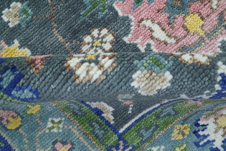 Ready to ship Charcoal, Green And Blue 5x7 Wool Rug - The Rug Decor