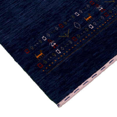 Ready to Ship Contemporary Blue Design Hand Loomed Wool Area Rug - The Rug Decor