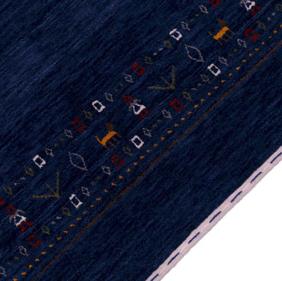 Ready to Ship Contemporary Blue Design Hand Loomed Wool Area Rug - The Rug Decor