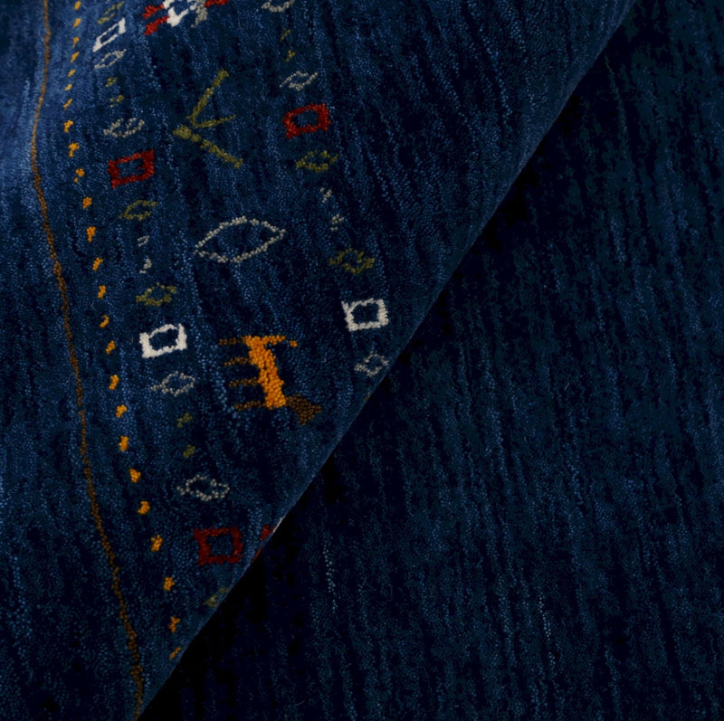 Ready to Ship Contemporary Blue Design Hand Loomed Wool Area Rug - The Rug Decor
