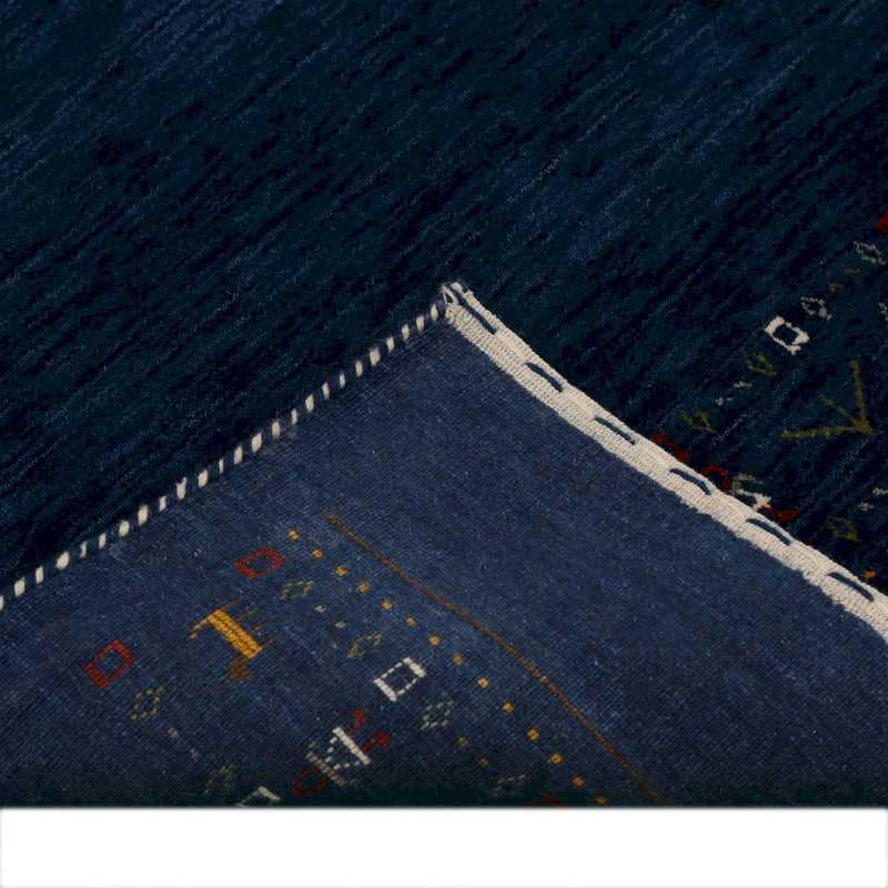 Ready to Ship Contemporary Blue Design Hand Loomed Wool Area Rug - The Rug Decor