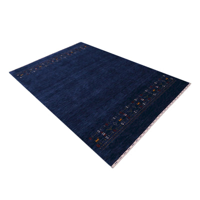 Ready to Ship Contemporary Blue Design Hand Loomed Wool Area Rug - The Rug Decor
