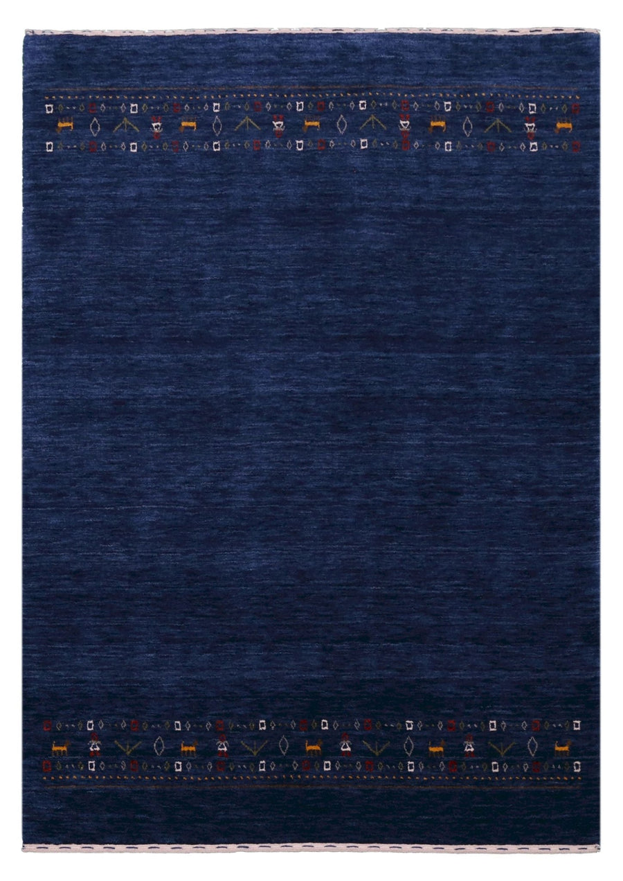 Ready to Ship Contemporary Blue Design Hand Loomed Wool Area Rug - The Rug Decor