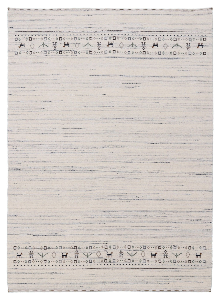 Ready to Ship Contemporary Ivory Design Hand Loomed Wool Rug - The Rug Decor