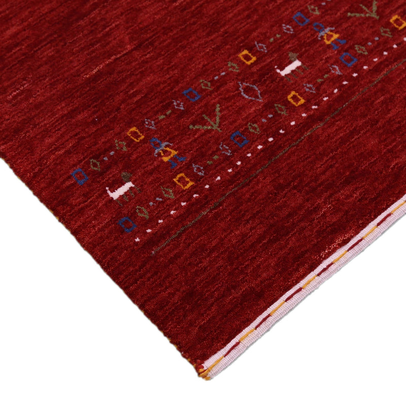Ready to Ship Contemporary Red Hand Loomed Wool Area Rug - The Rug Decor