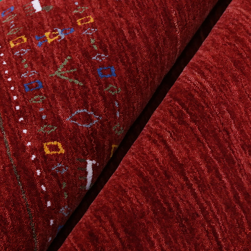 Ready to Ship Contemporary Red Hand Loomed Wool Area Rug - The Rug Decor