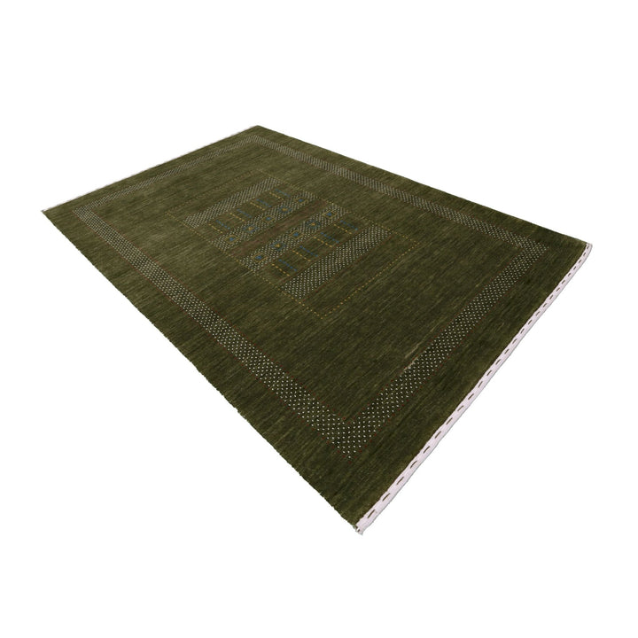 Ready to Ship Gabbeh Design Hand Loomed Green Wool Area Rug - The Rug Decor