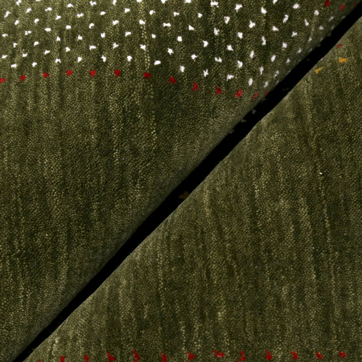 Ready to Ship Gabbeh Design Hand Loomed Green Wool Area Rug - The Rug Decor