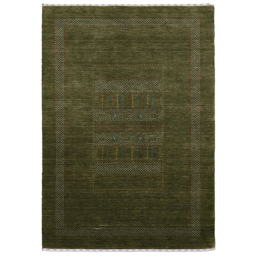 Ready to Ship Gabbeh Design Hand Loomed Green Wool Area Rug - The Rug Decor